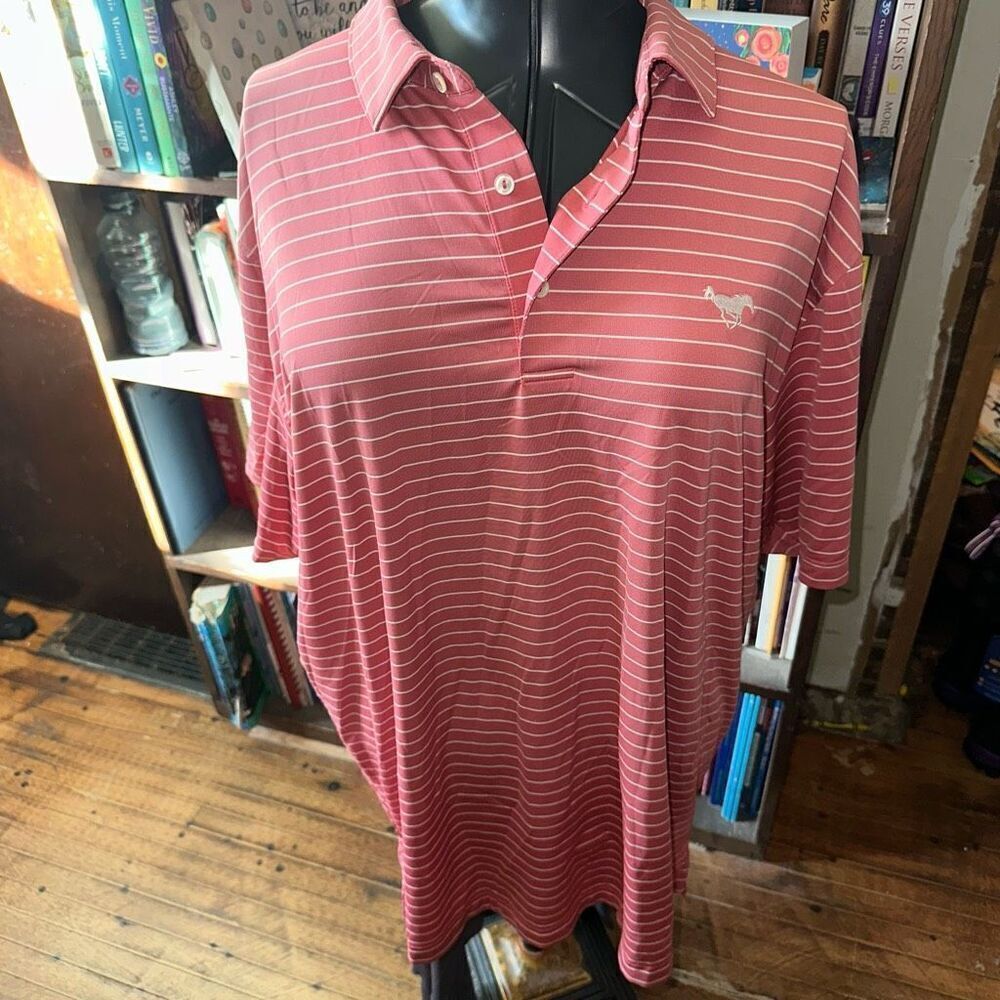 Peter Millar pink & white striped ombre Golfcore XL polo shirt